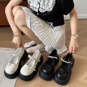 Giày Mary.,j.a.n.e gắn chuỗi ngọc xinh 7 phân quai cài mẫu hót