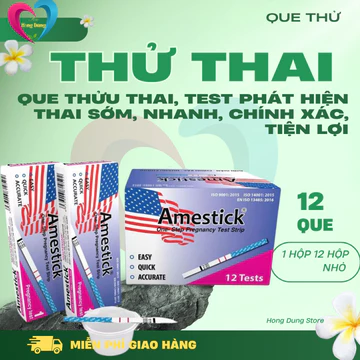 Que thử thai Amestick Hộp 12 que - dụng cụ phát hiện có thai sớm, nhanh chóng, chính xác, đơn giản