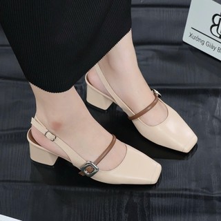 Giày sandal cao gót mũi vuông gót vuông 5P và 7P  Khóa màu bạc sang trọng , đáng iu Giày Bánh Bèo mã Sandalkhoabac