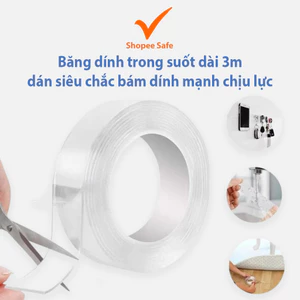 Băng dính trong suốt dài 3m dán siêu chắc bám dính mạnh chịu lực tốt tiện dụng