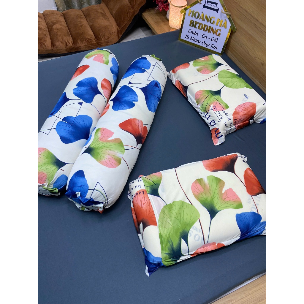 Combo 4 vỏ gối gồm (2 vỏ gối đầu dạng tách miệng, 2 vỏ gối ôm khóa kéo), vải thun lạnh, không bao gồm ruột gối