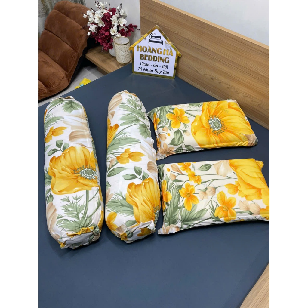 Combo 4 vỏ gối gồm (2 vỏ gối đầu dạng tách miệng, 2 vỏ gối ôm khóa kéo), vải thun lạnh, không bao gồm ruột gối