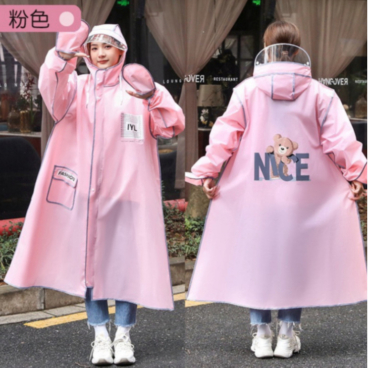 Áo Mưa Thời Trang Họa Tiết Gấu Nice Thiết Kế Thân Dài Có Kính Chắn Mưa Và Bao Tay( didooglt )