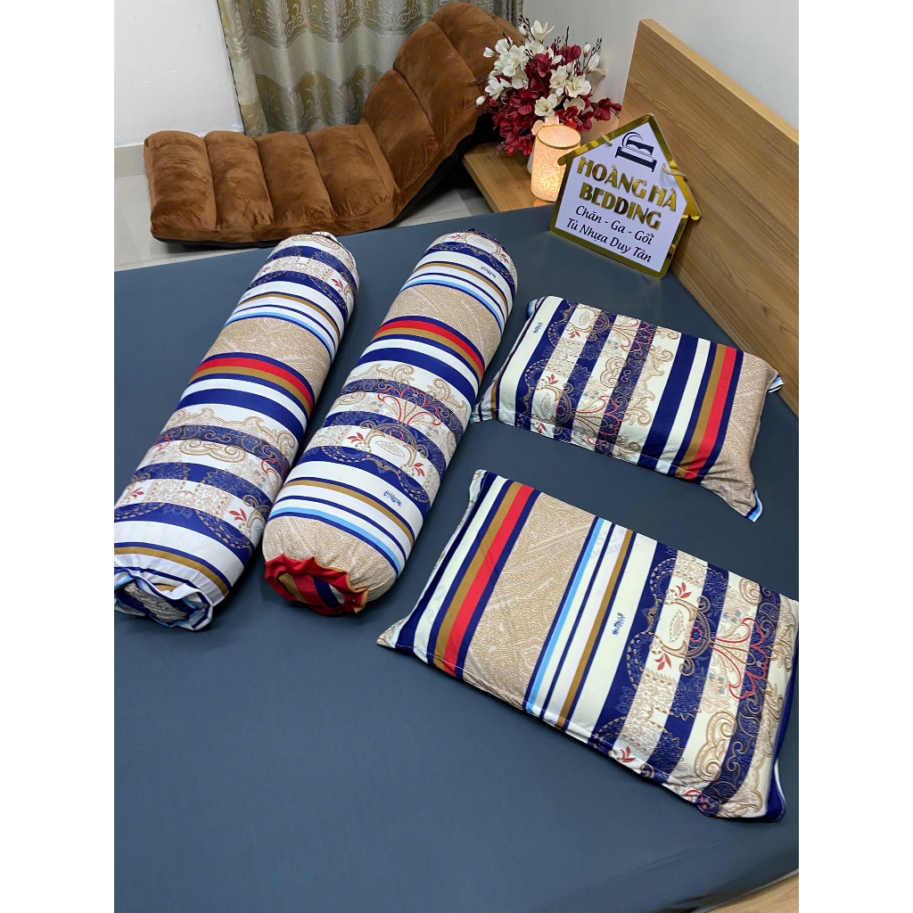 Combo 4 vỏ gối gồm (2 vỏ gối đầu dạng tách miệng, 2 vỏ gối ôm khóa kéo), vải thun lạnh, không bao gồm ruột gối