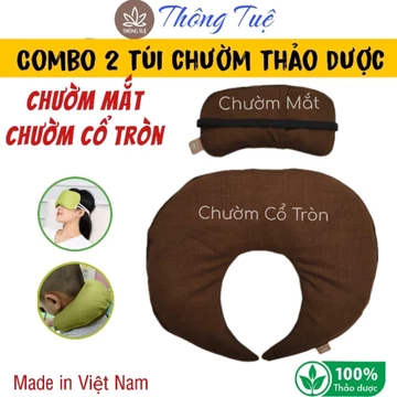 Combo 2 Túi Chườm Thảo Dược, CHƯỜM CỔ TRÒN + CHƯỜM MẮT, Túi Chườm Nóng Ngải Cứu