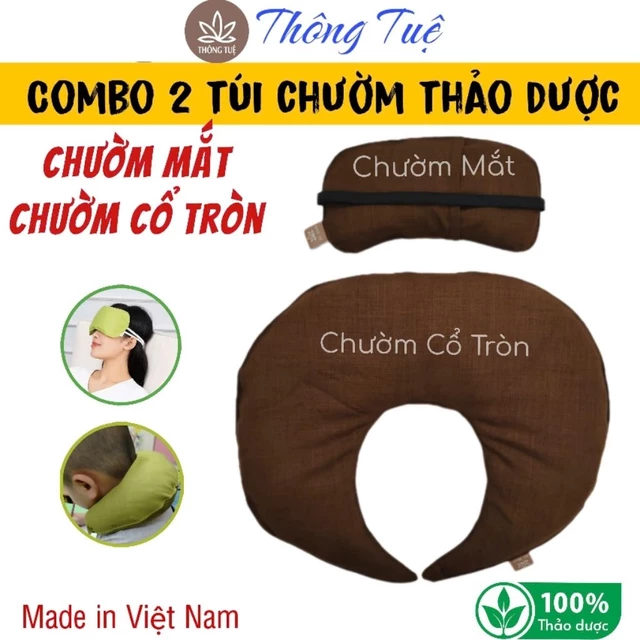 Combo 2 Túi Chườm Thảo Dược, CHƯỜM CỔ TRÒN + CHƯỜM MẮT, Túi Chườm Nóng Ngải Cứu