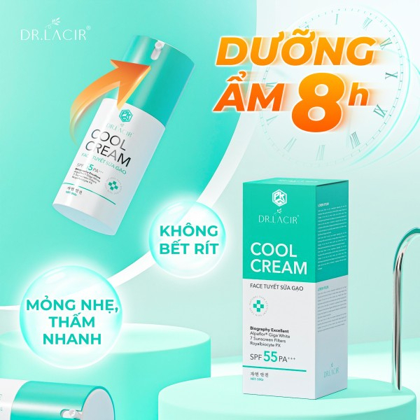 Cool Cream Face Tuyết Sữa Gạo Dr.lacir Bảo Vệ Làn Da Trước Tia UV, Ngừa Lão Hóa, Dưỡng Ẩm  (50g)
