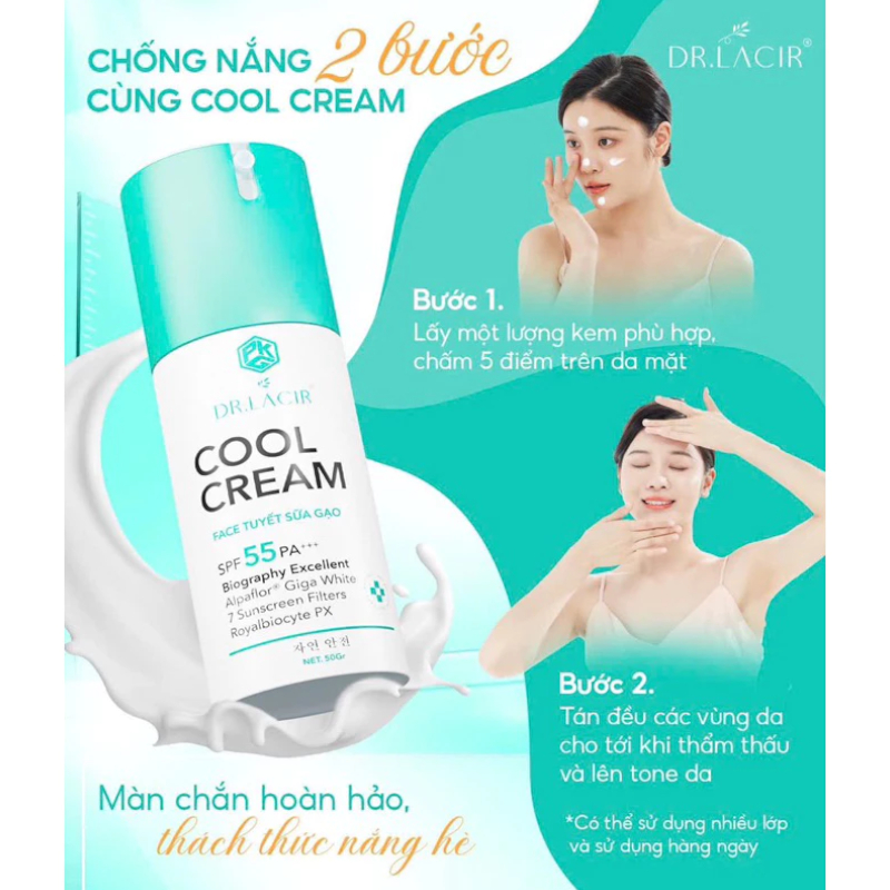 Cool Cream Face Tuyết Sữa Gạo Dr.lacir Bảo Vệ Làn Da Trước Tia UV, Ngừa Lão Hóa, Dưỡng Ẩm  (50g)