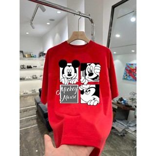 Áo thun hoạt hình Mickey Mouse MK24 unisex nam nữ form rộng 100% cotton