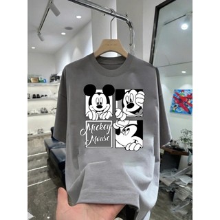 Áo thun hoạt hình Mickey Mouse MK24 unisex nam nữ form rộng 100% cotton