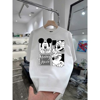 Áo thun hoạt hình Mickey Mouse MK24 unisex nam nữ form rộng 100% cotton