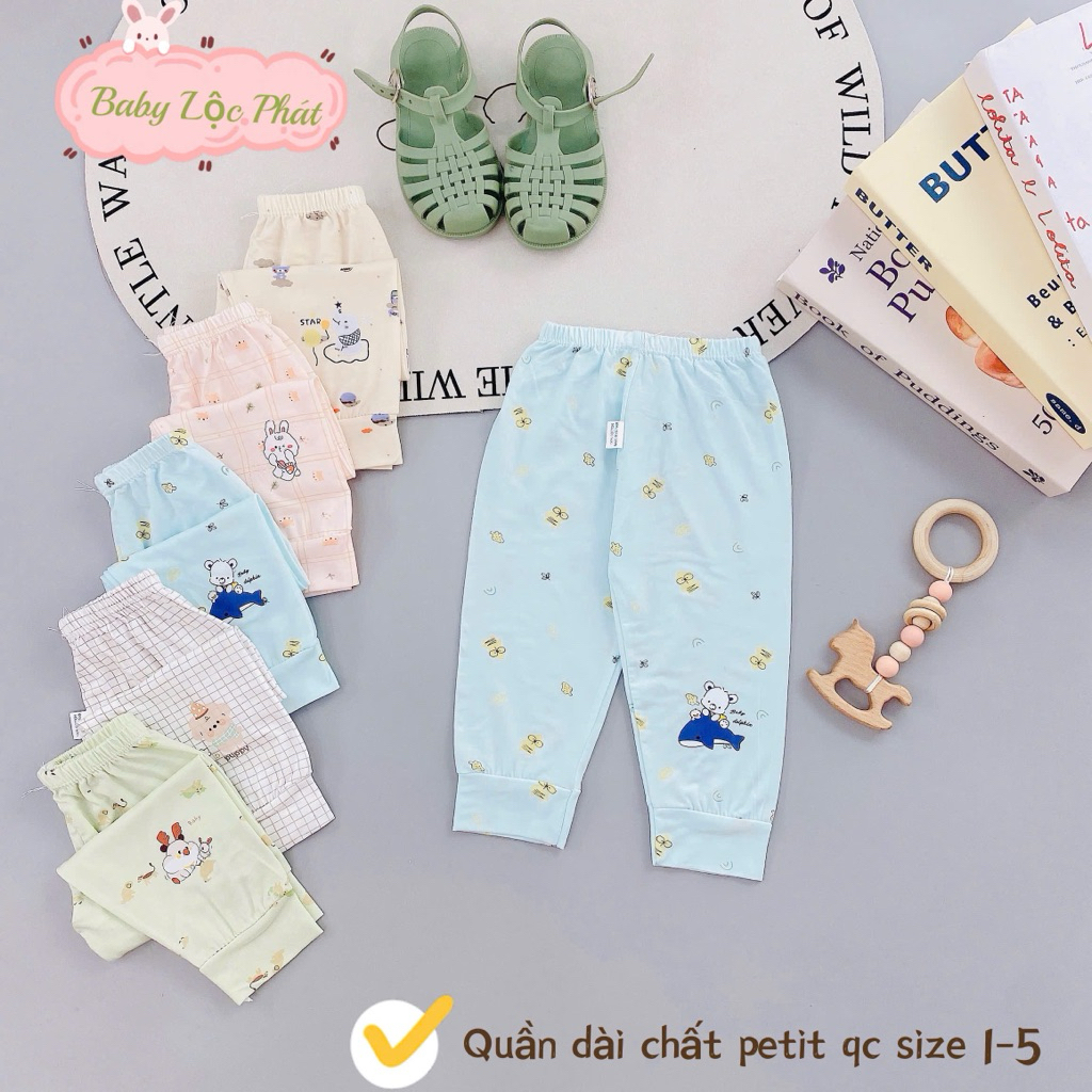 (LKQD 02) Combo 3-5 Quần Dài thun lạnh petit mềm mát cho bé từ 3 đến 14kg
