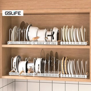 Gslife Kệ Nhà Bếp 2 Trong 1,Giá Úp Nồi + Đỡ Nắp Vung, Giá Úp Xoong Chảo Gọn Gàng Tiết Kiệm Không Gian Bếp