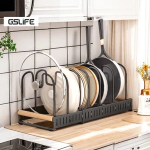 Gslife Kệ Nhà Bếp 2 Trong 1,Giá Úp Nồi + Đỡ Nắp Vung, Giá Úp Xoong Chảo Gọn Gàng Tiết Kiệm Không Gian Bếp
