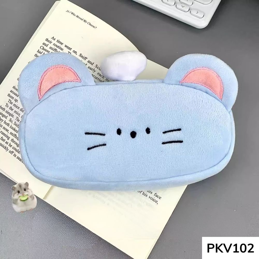 Bóp viết , hộp đựng bút thú nhồi bông họa tiết mèo dễ thương cho học sinh các cấp vừa máy tính cầm tay PKV102 gagastore