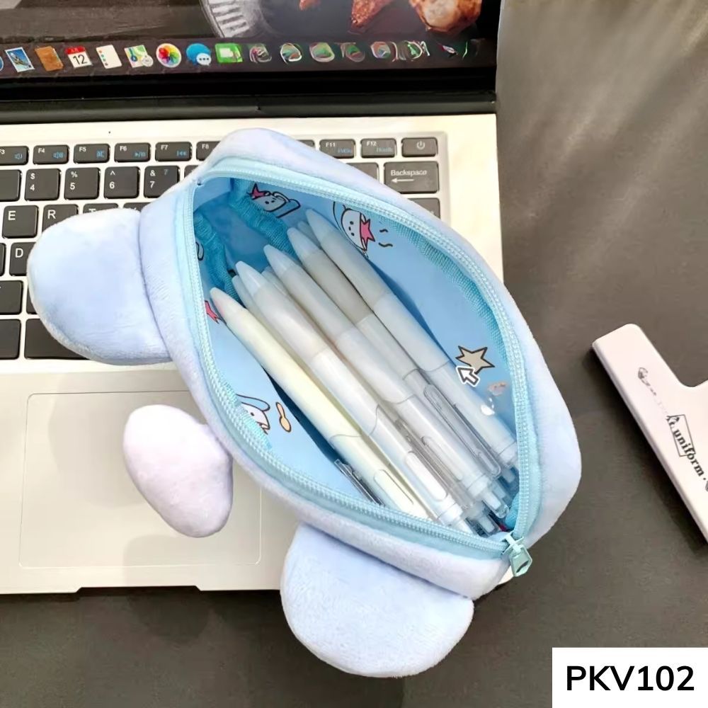 Bóp viết , hộp đựng bút thú nhồi bông họa tiết mèo dễ thương cho học sinh các cấp vừa máy tính cầm tay PKV102 gagastore