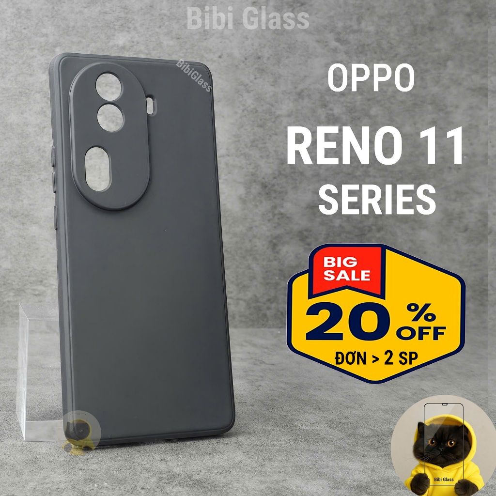 Ốp lưng Oppo reno 11, 11F bảo vệ cam điện thoại toàn diện cạnh vuông nhựa dẻo tpu bibi glass