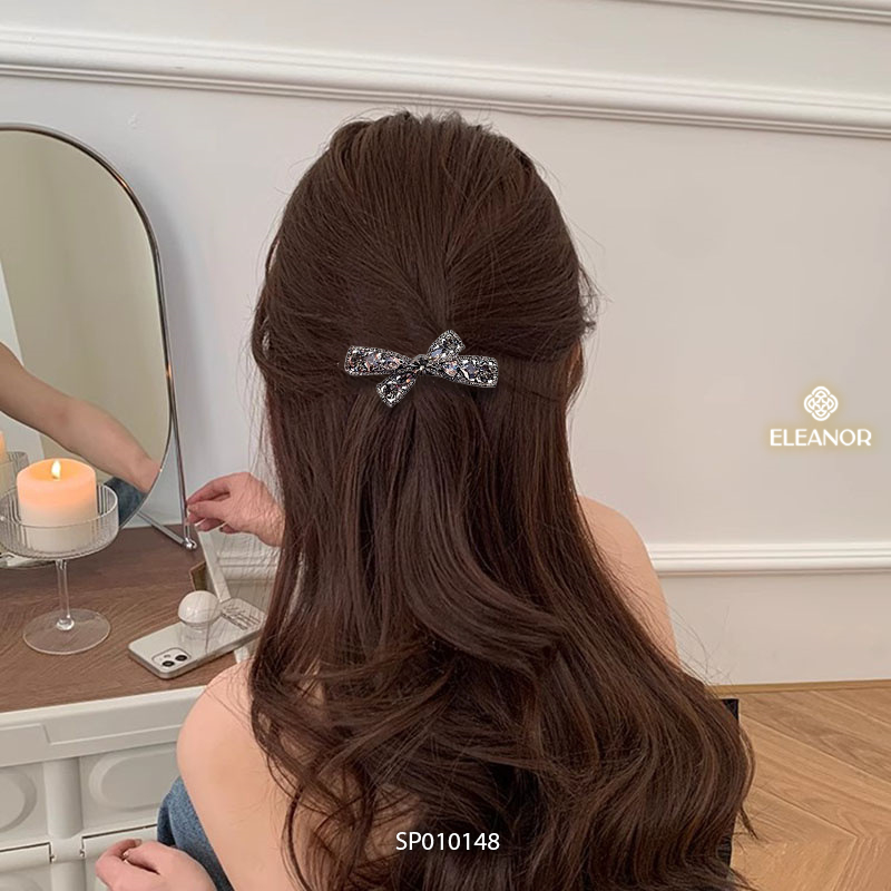 Kẹp tóc nữ Eleanor Accessories hình nơ đính đá phụ kiện tóc kẹp tóc mái 10148