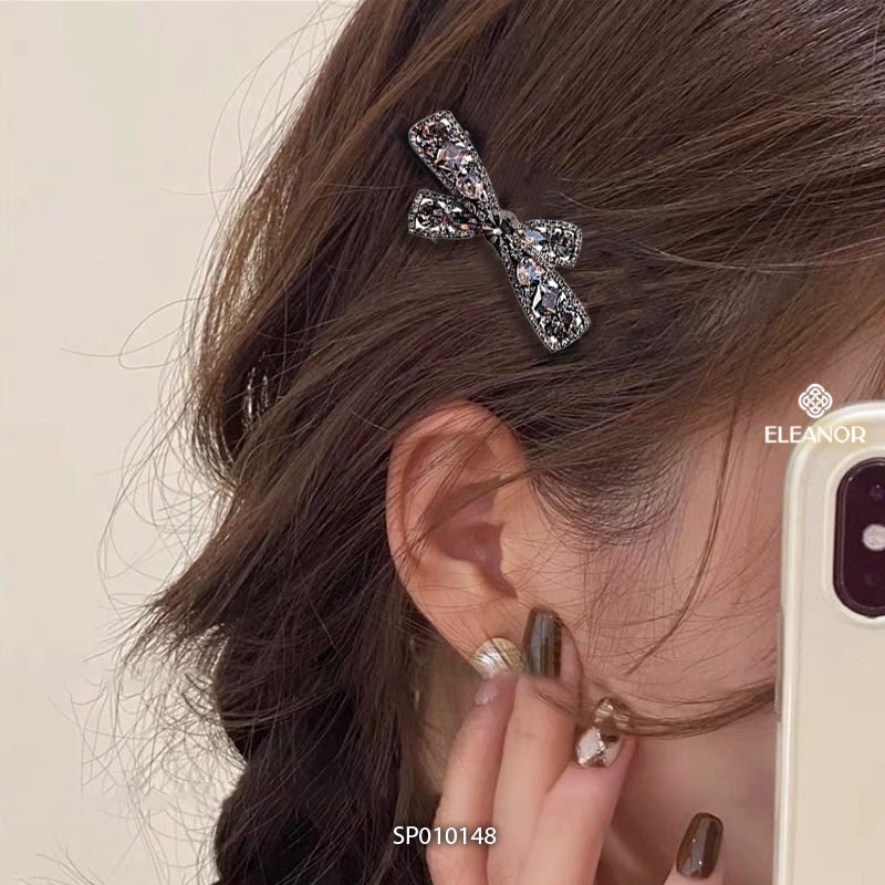 Kẹp tóc nữ Eleanor Accessories hình nơ đính đá phụ kiện tóc kẹp tóc mái 10148