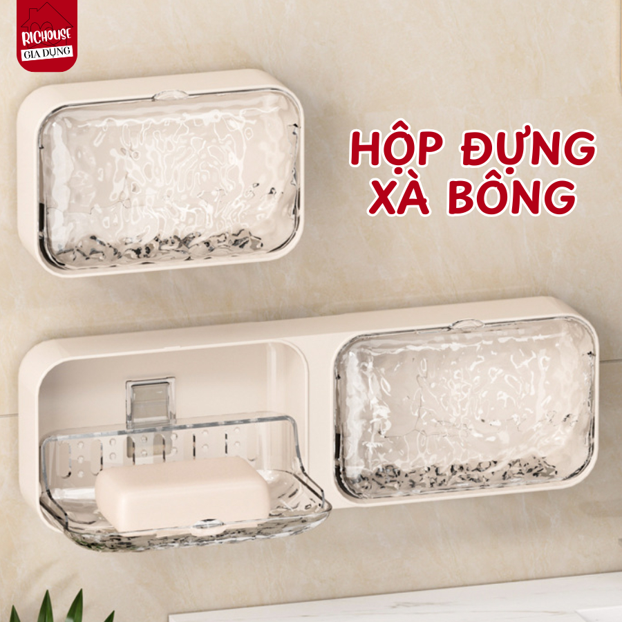 Kệ Đựng Xà Phòng Dán Tường Có Nắp Đậy Kín Chống Nước, Kệ Đựng Xà Bông Rửa Tay Nhà Tắm