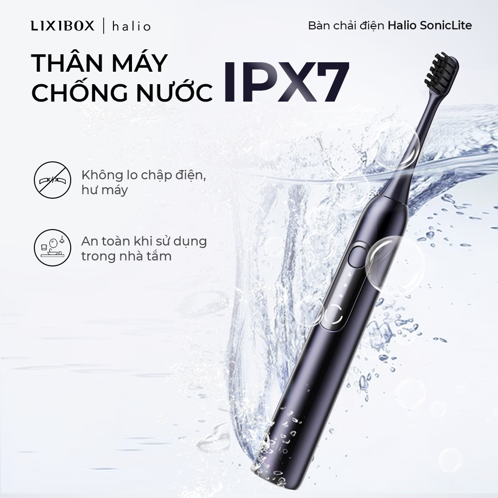 [VHL x LIXIBOX] COMBO Bàn Chải Điện Halio SonicLite Electric Toothbrush - Ocean Blue & Set 5 Đầu Bàn Chải Thay Thế