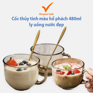 Cốc thủy tinh màu hổ phách 480ml ly uống nước đẹp sang trọng dung tích lớn