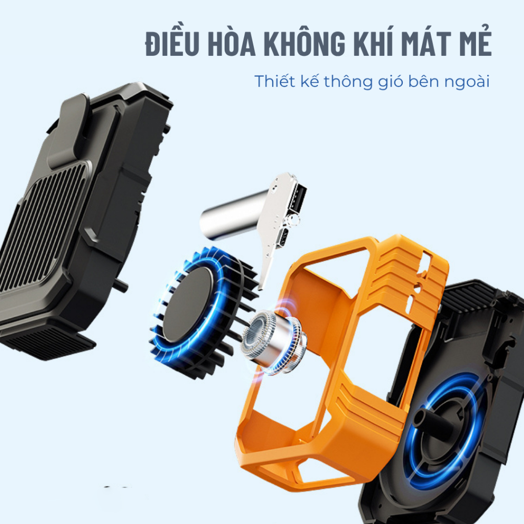 Quạt Đeo Thắt Lưng Tích Điện Kiêm Sạc Dự Phòng 6000mAh , Quạt Đeo Hông Pin Sạc Công Suất Lớn