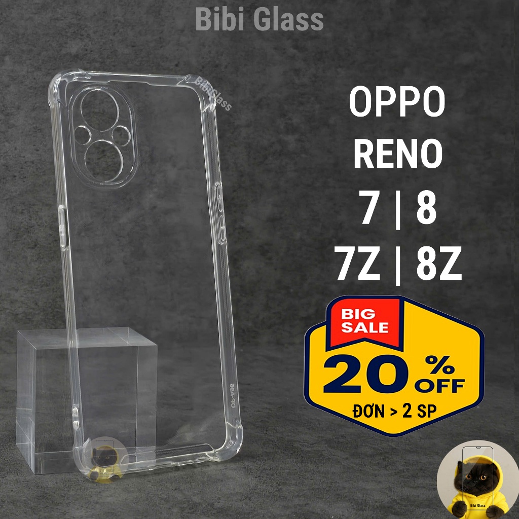 Ốp lưng Oppo Reno 7 / 8 / 7z / 8z / 8T 4G 5G nhựa dẻo trong suốt silicon chống sốc bảo vệ cam đt