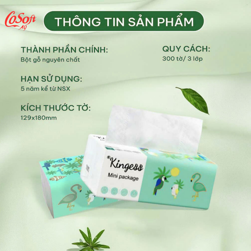 Khăn Giấy Rút Mini Kingess 300 Tờ – Giấy 3 Lớp Mềm Mại, An Toàn Cho Da – Combo 30 Gói Tiết Kiệm