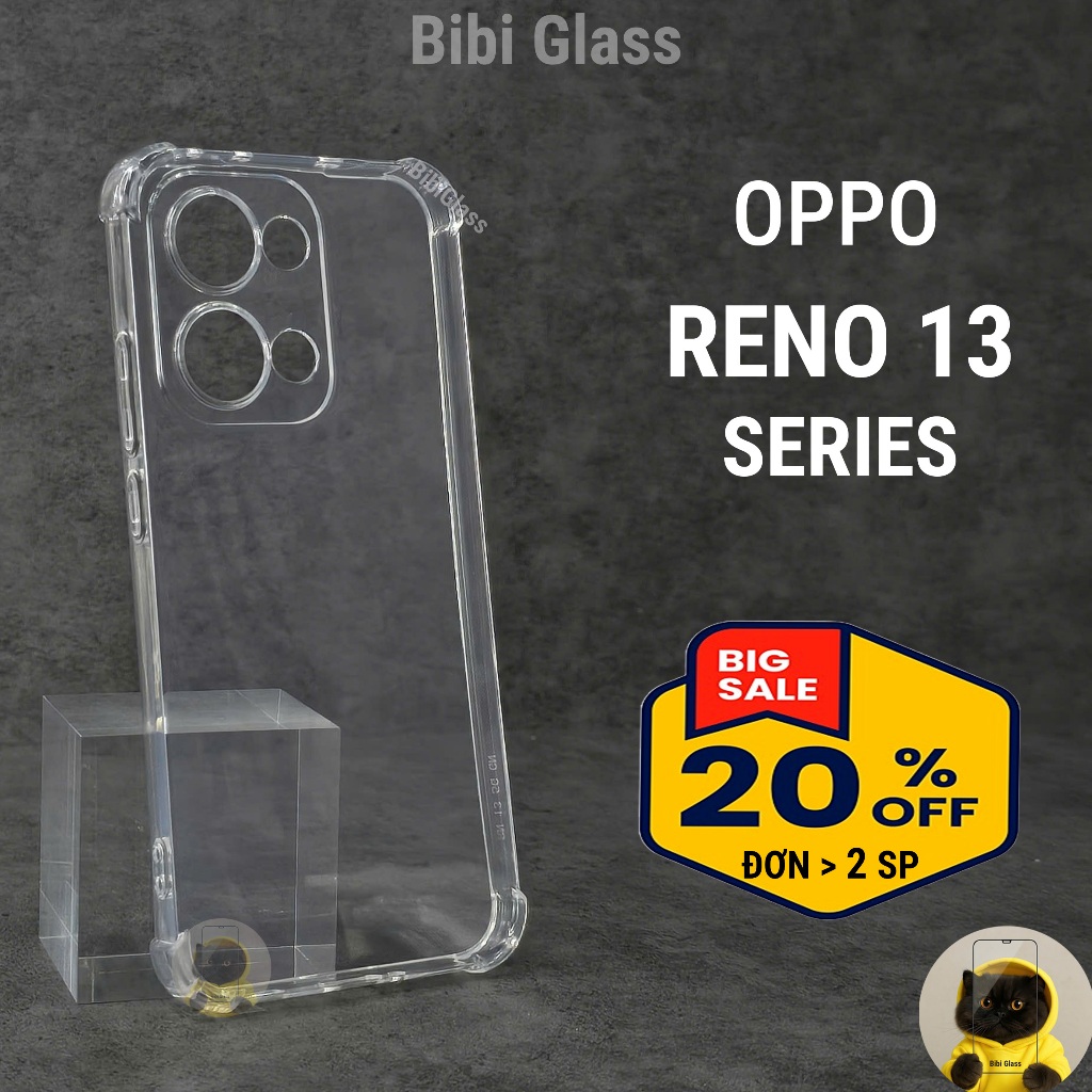 Ốp lưng Oppo Reno 13F, 13, 13 Pro 5G silicon dẻo trong suốt bảo vệ cam Vỏ bao điện thoại sharkcase
