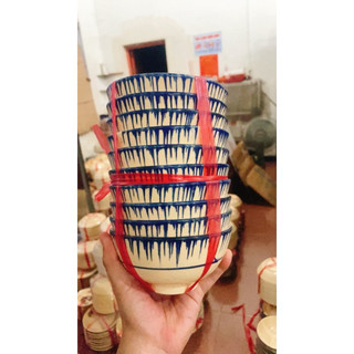 Bộ 10 Chén Ăn Cơm Phết Xanh Nam Bộ Size 12cm - Hàng Đẹp Không Chấm Chân - Gốm Xưa Cho Người Hoài Niệm - Gốm Lái Thiêu