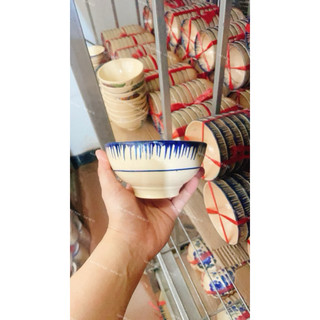 Bộ 10 Chén Ăn Cơm Phết Xanh Nam Bộ Size 12cm - Hàng Đẹp Không Chấm Chân - Gốm Xưa Cho Người Hoài Niệm - Gốm Lái Thiêu