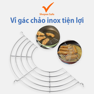 Vỉ gác chảo inox tiện lợi, khay chiên ráo dầu dùng cho món chiên rán sạch sẽ gọn gàng #A156/222