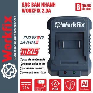 Đế Sạc Pin Máy Khoan WORKFIX WF-FC20A, Bảo Vệ Quá Dòng, Có Đèn Báo Đầy - Chân Pin Phổ Thông