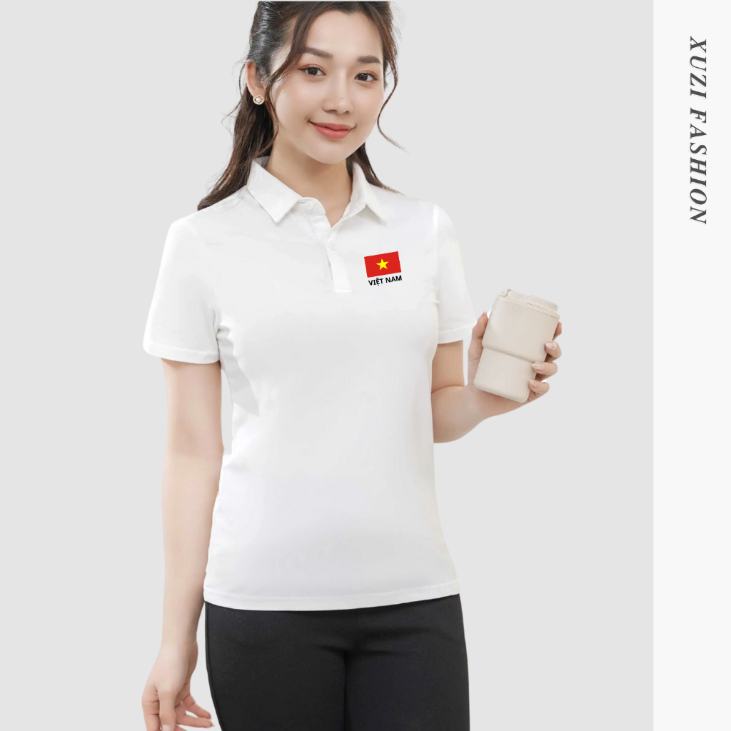 Áo thun polo Việt Nam áo phông thể thao có cổ bẻ nam nữ ngắn tay độc lập -tư do vải polyester mềm mại co dãn tốt  XUZI