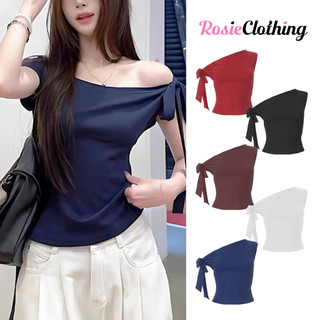 Áo Kiểu Nữ Lệch Vai Cột Nơ Chất Vải Thun Cotton WAK017
