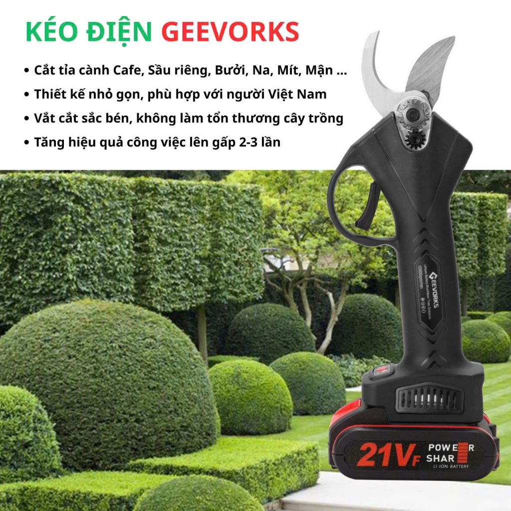 Kéo Điện Cắt Tỉa Cành Geevorks - Bảo Hành 12 Tháng | Shopee Việt Nam