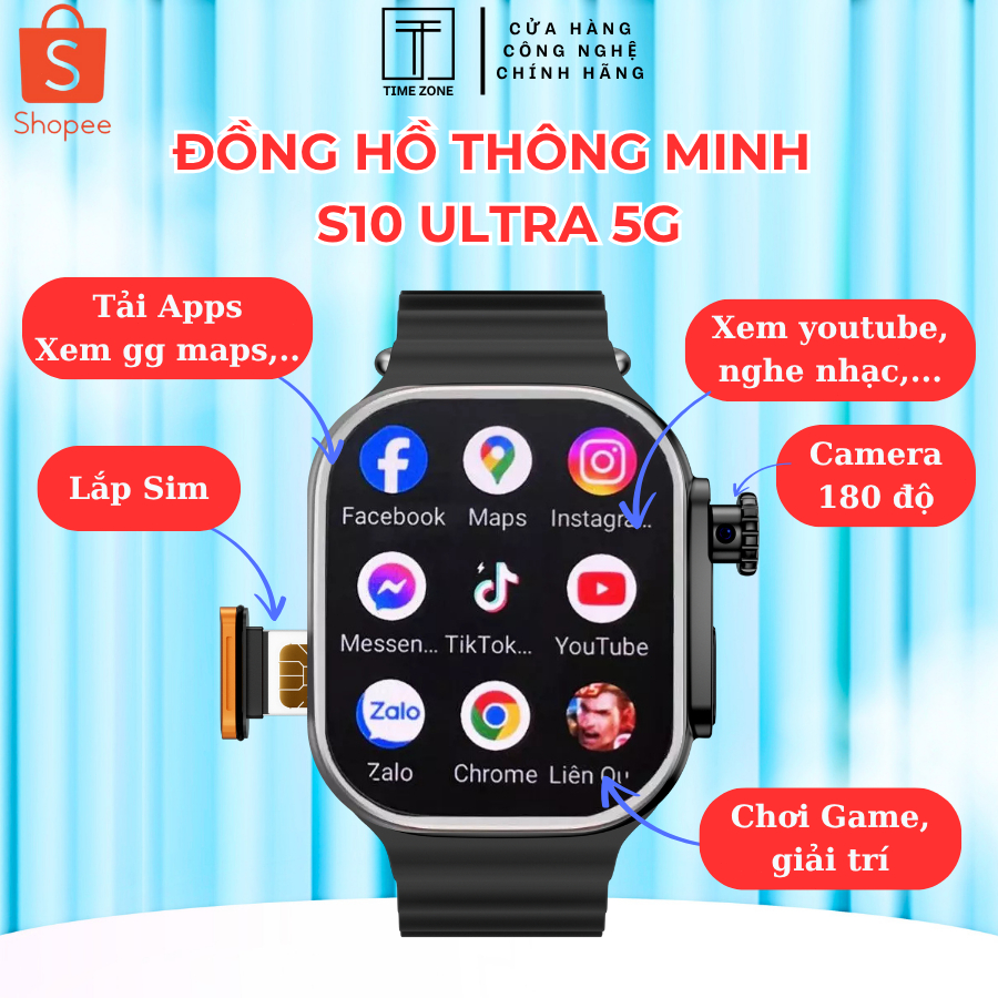 Đồng Hồ Thông Minh Nghe Gọi S10 ULTRA 5G, Tải Ứng Dụng Định Vị