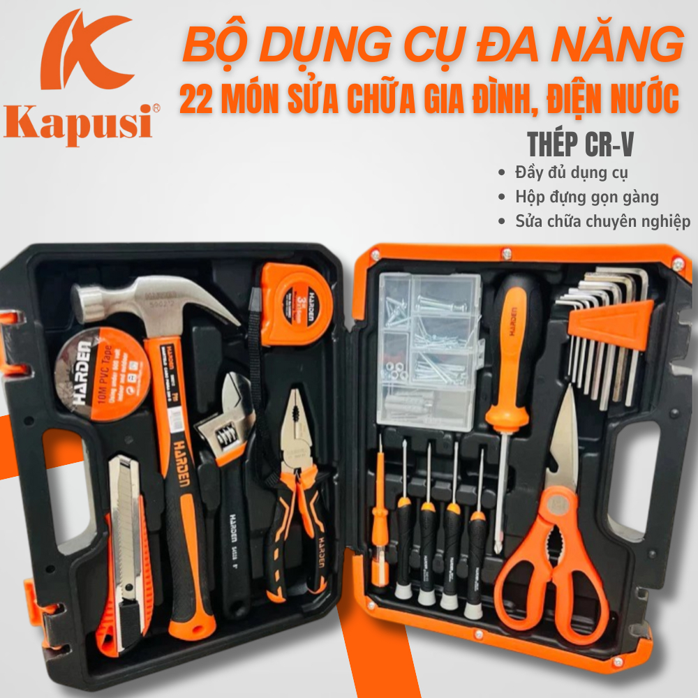 Bộ dụng cụ sửa chữa chuyên nghiệp 22 món thương hiệu harden tools cao cấp VAT +8%