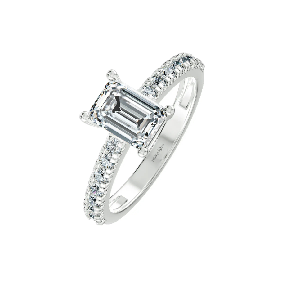 [CHAT TRƯỚC KHI ĐẶT] Nhẫn Cầu Hôn Tierra NCH8201 Vàng 14K 18K, Tấm CZ, Viên Chủ Emerald Sang Trọng