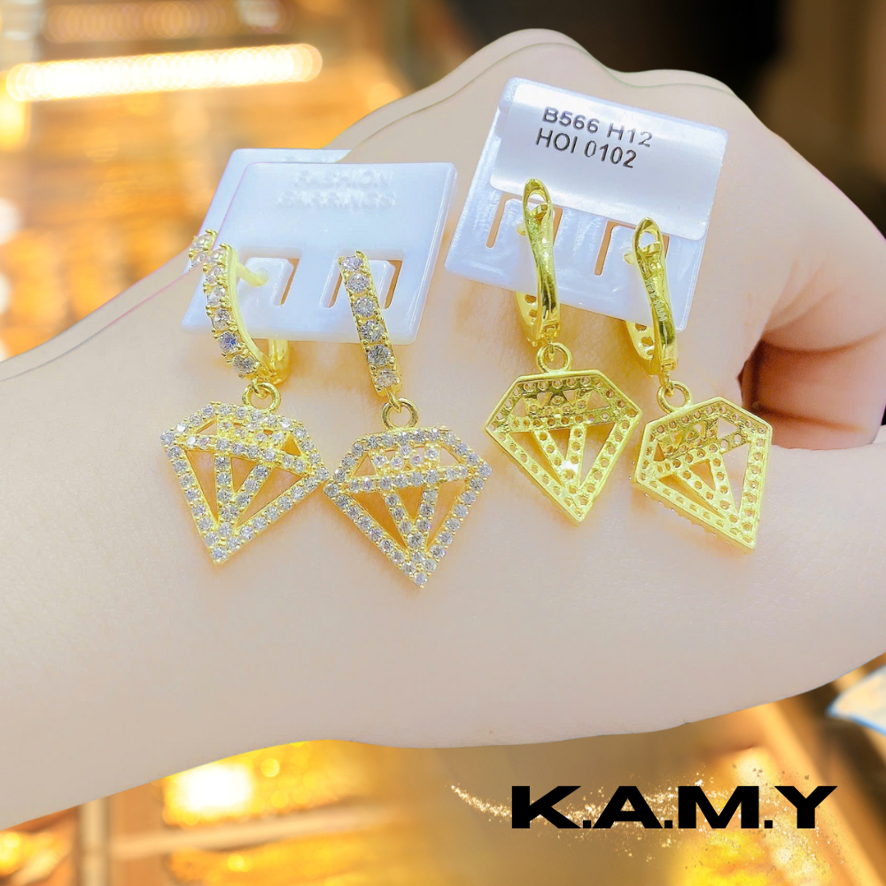 Bông Tai Nữ Cỏ 4 Lá May Mắn Đính Đá Pha Lê Sang Trọng – Mạ Vàng 18K KAMY Phụ Kiện Nữ Xinh Đẹp