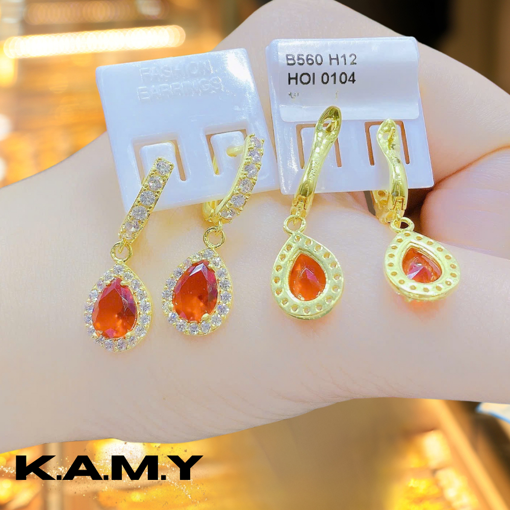 Bông Tai Nữ Cỏ 4 Lá May Mắn Đính Đá Pha Lê Sang Trọng – Mạ Vàng 18K KAMY Phụ Kiện Nữ Xinh Đẹp