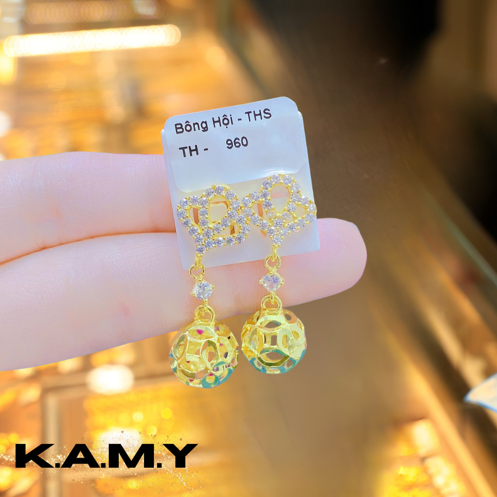 Bông Tai Nữ Cỏ 4 Lá May Mắn Đính Đá Pha Lê Sang Trọng – Mạ Vàng 18K KAMY Phụ Kiện Nữ Xinh Đẹp