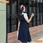 Đầm thiết kế BEMINE cổ thủy thủ đính nơ có viền dáng chữ A phù hợp đi làm-MT11068