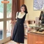 Đầm thiết kế BEMINE cổ sơ mi phối tơ giả yếm phù hợp đi làm-MT11096