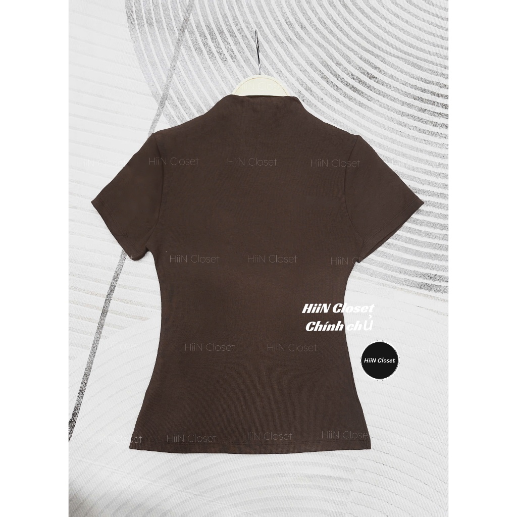 Áo thun nữ cổ leo 3p chất liệu zip co giãn hàng loại 1 - Áo thun nữ trơn basic HiiNCloset - 140 | BigBuy360 - bigbuy360.vn