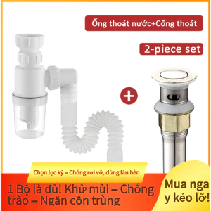 Bộ xả bấm lavabo có lỗ +ống xả chậu rửa chén | Thoát nước nhanh, chống hôi, dễ lắp cho chậu rửa mặt