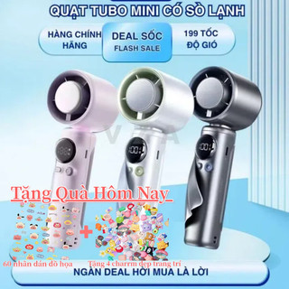 Bảo hành 12 tháng Quạt S026 Cầm Tay Mini Sạc Pin Gắn Sò Lạnh Làm Mát 199 Cấp Độ Gió Màn Hình LCD Hiển Thị Tặng Kèm Dây Đ