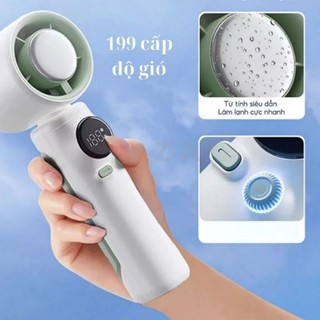 Bảo hành 12 tháng Quạt S026 Cầm Tay Mini Sạc Pin Gắn Sò Lạnh Làm Mát 199 Cấp Độ Gió Màn Hình LCD Hiển Thị Tặng Kèm Dây Đ