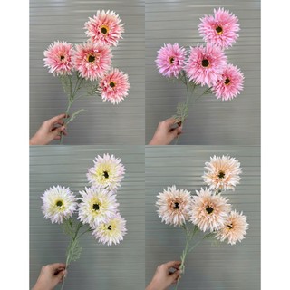 Cành cúc đồng tiền 4bông vải-thân phủ phấn-  trang trí bình hoa, lẵng hoa, phòng khách, cà phê,khách sạn, tổ chức sự kiệ